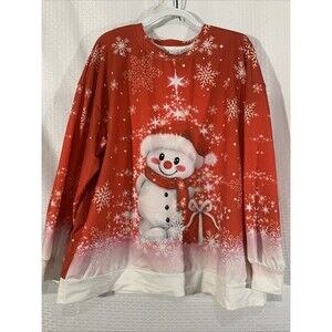 NWOT Snowman Sweatshirt Womens 2XL Red White Christmas Holiday Festive